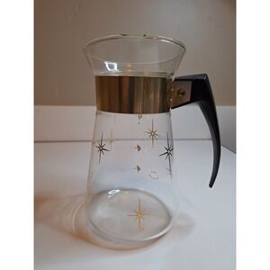 Corning Ware Heat Proof Coffee 6 Cup Carafe Atomic Gold Starburst Missing Lid